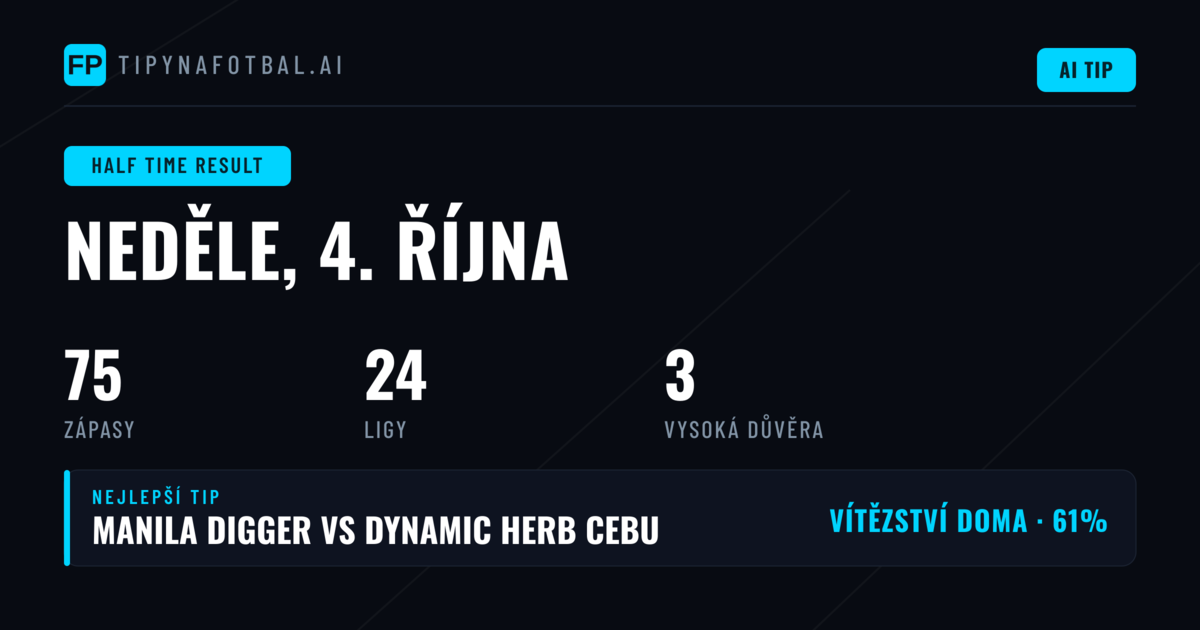 Nejlepší tipy na HT/FT pro 4. října 2026
