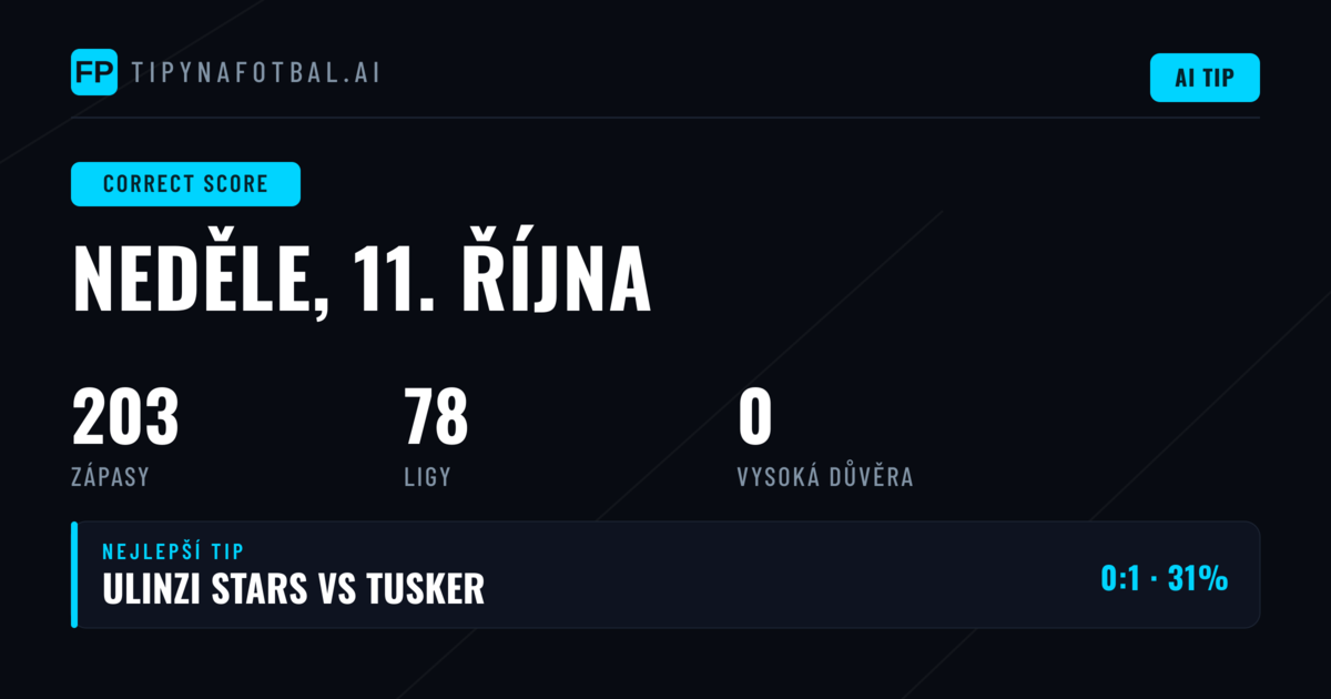 Správný výsledek — Fotbalové Tipy a Predikce — Neděle, 11. října, 2026