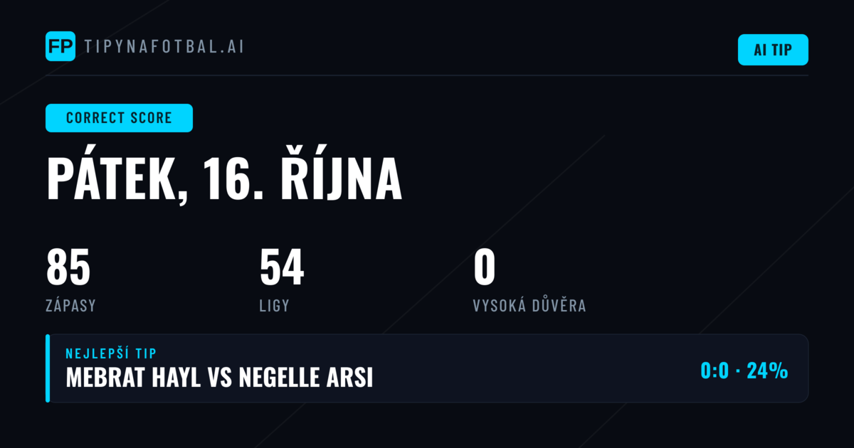 Správný výsledek — Fotbalové Tipy a Predikce — Pátek, 16. října, 2026