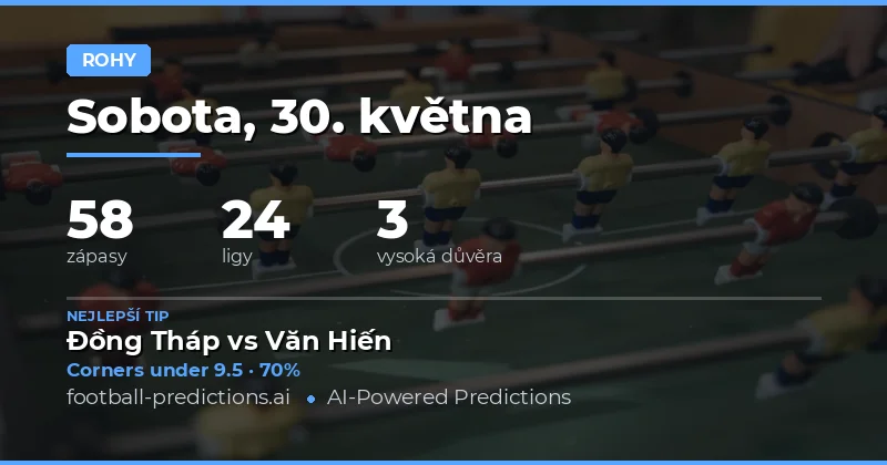 Předpovědi počtu rohů na sobotu 30. května 2026