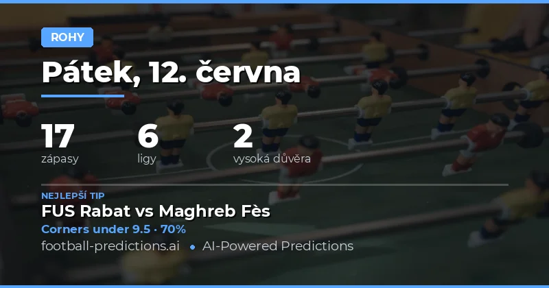 Přehled trhu sázek na rohy pro 12. června 2026