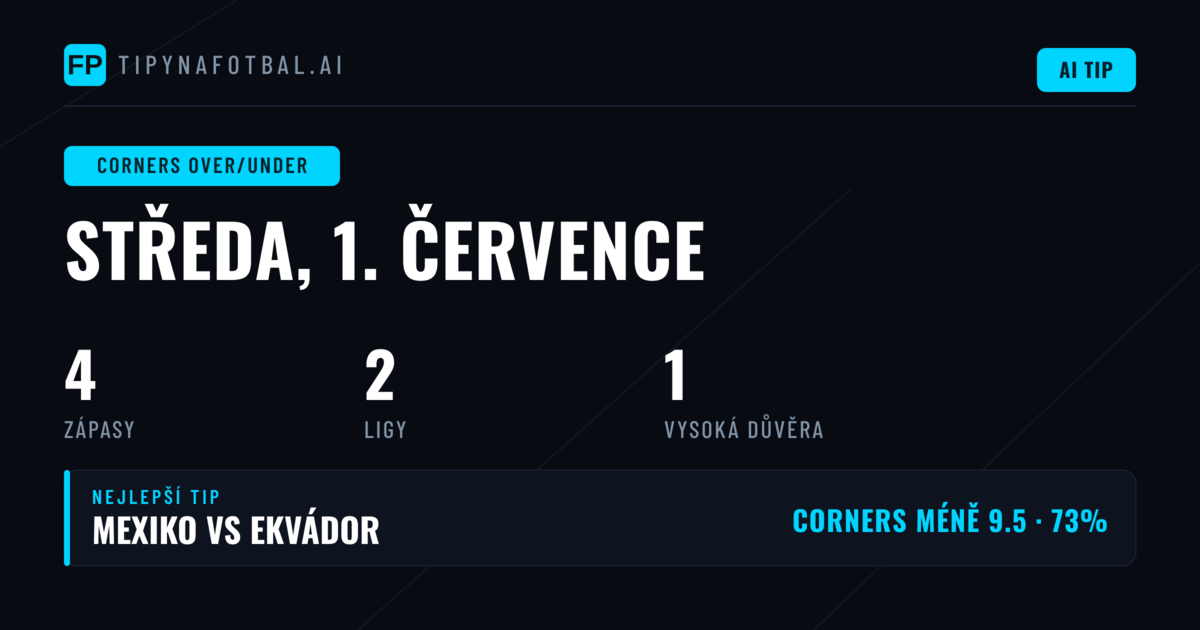 Top O/U Corners Tipy na 1. července 2026