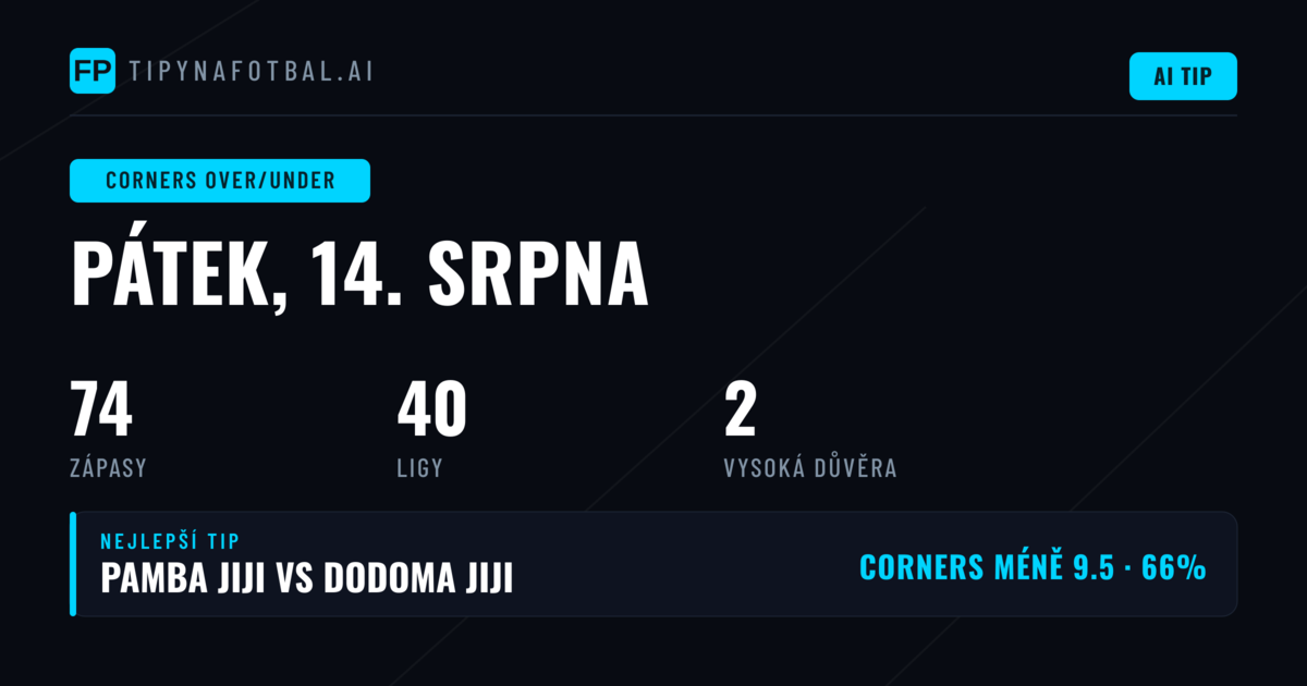 Top Corners O/U Tips pro 14. srpna 2026
