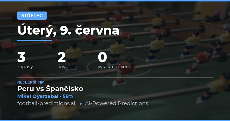 Přehled zápasů na 9. června 2026: Kde hledat góly