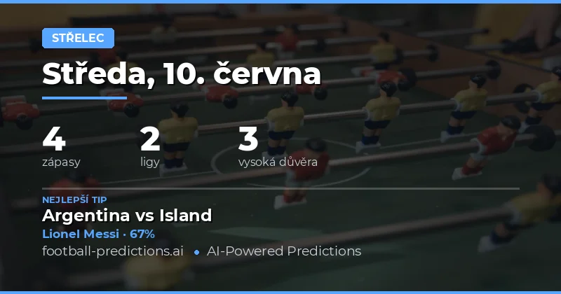Střelec — Fotbalové Tipy a Predikce — Středa, 10. června, 2026