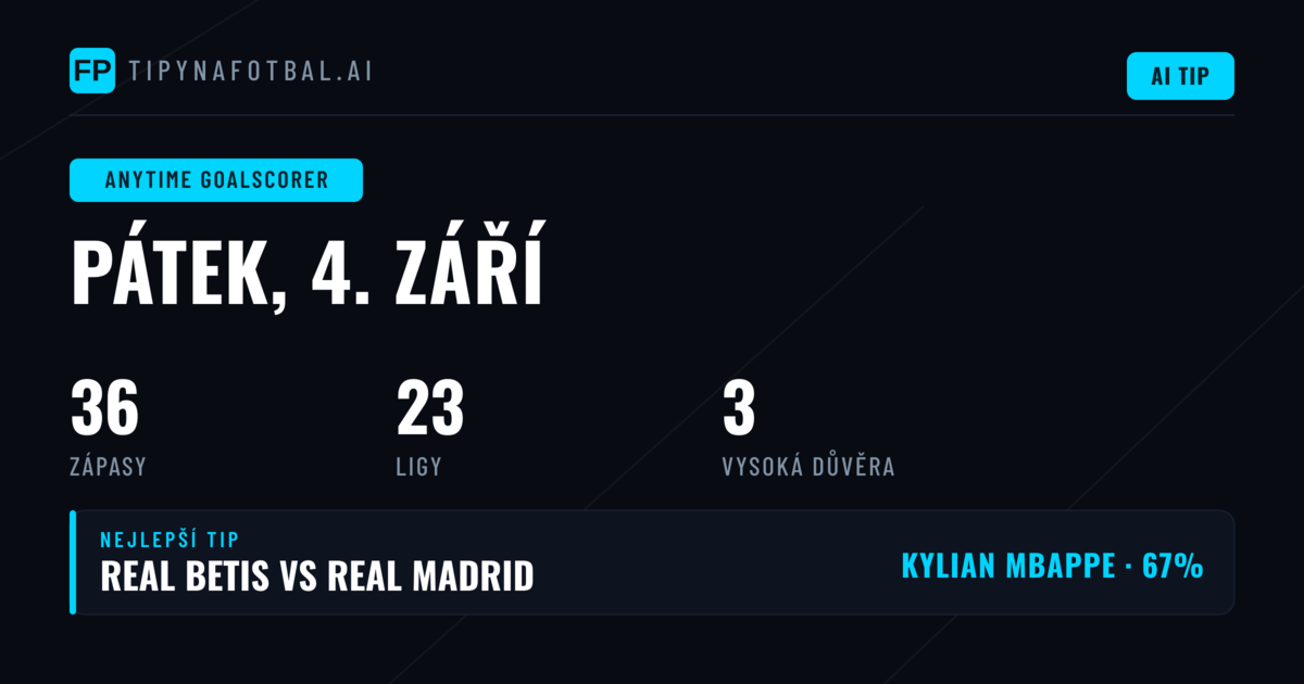 Top střelecké tipy na 4. 9. 2026