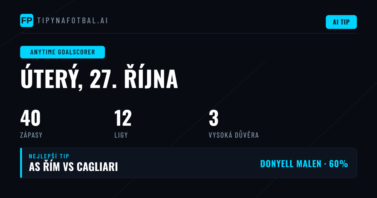 Nejlepší tipy na střelce – 27. října 2026