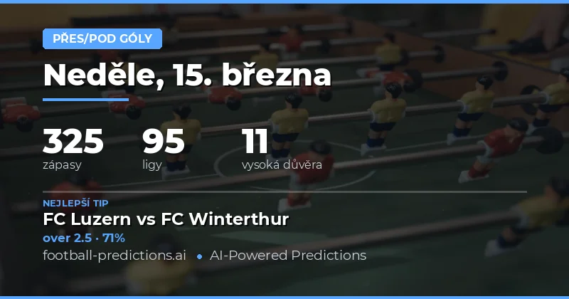 Více/Méně gólů predikce 15 března 2026