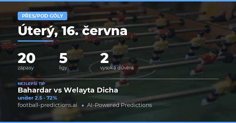 Top O/U Tipy na 16. června 2026