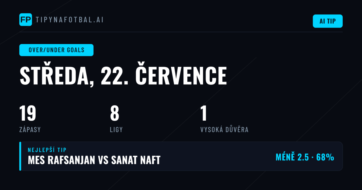 Nejlepší O/U tipy na 22. čec 2026