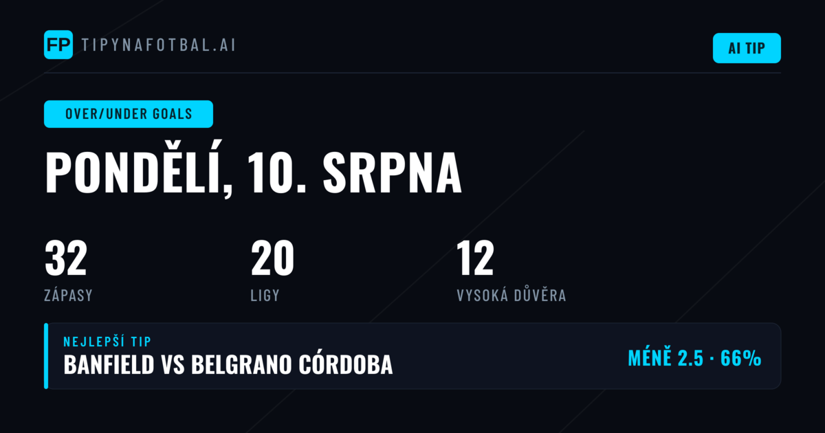 Top O/U Goals Picks pro 10. srpna 2026