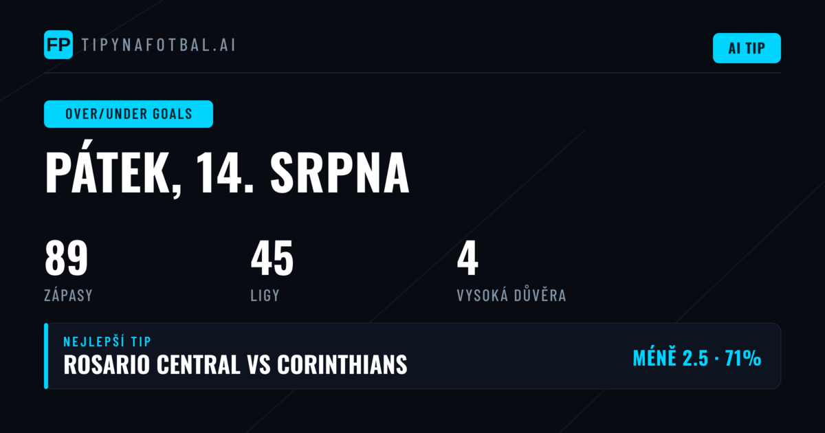 Top O/U Goals Picks pro 14. srpna 2026