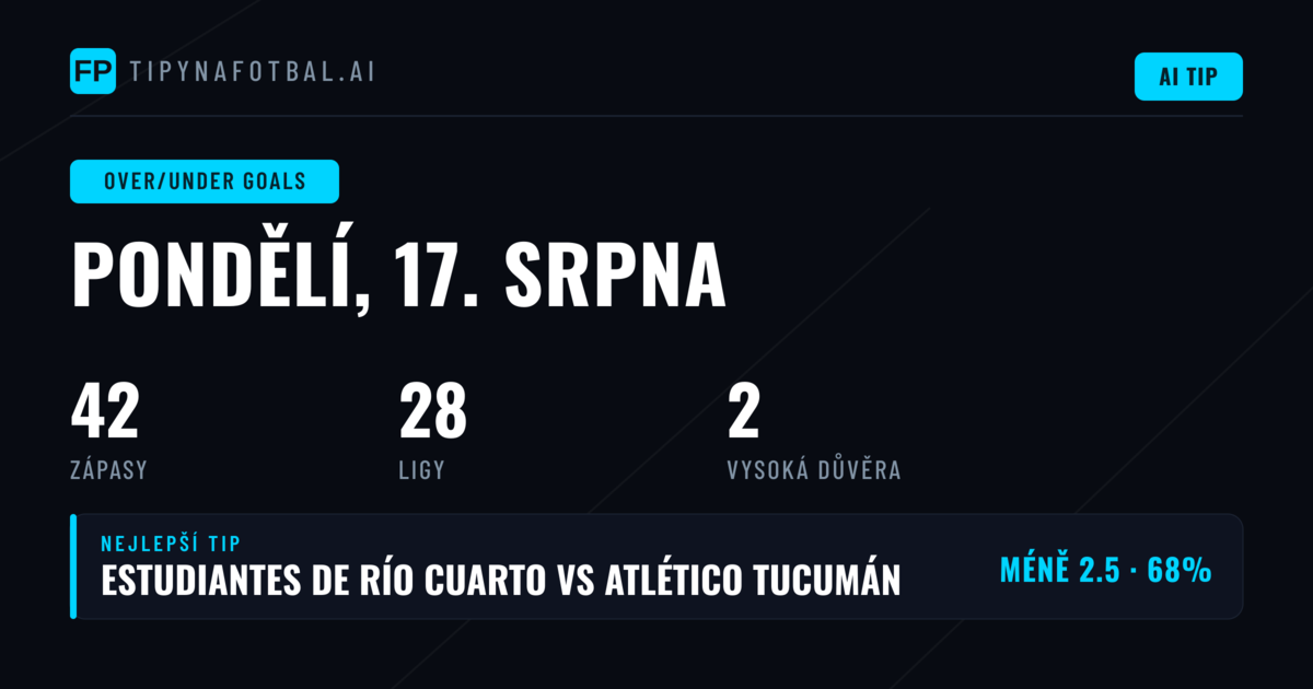 Top O/U Goals Picks (17. srpna 2026)