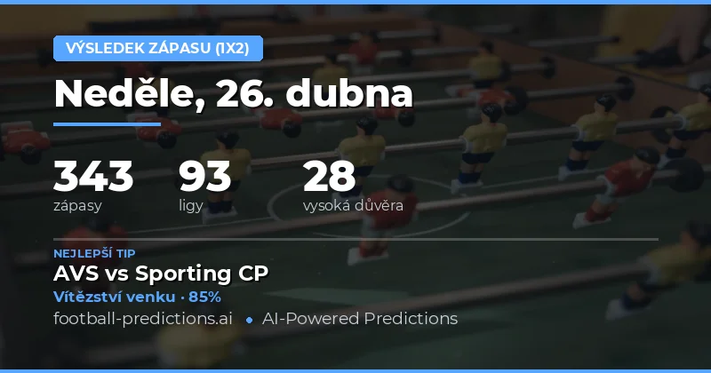Výsledek zápasu (1X2) — Fotbalové Tipy a Predikce — Neděle, 26. dubna, 2026