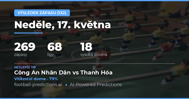 Předpovědi výsledků zápasů na 17. května 2026