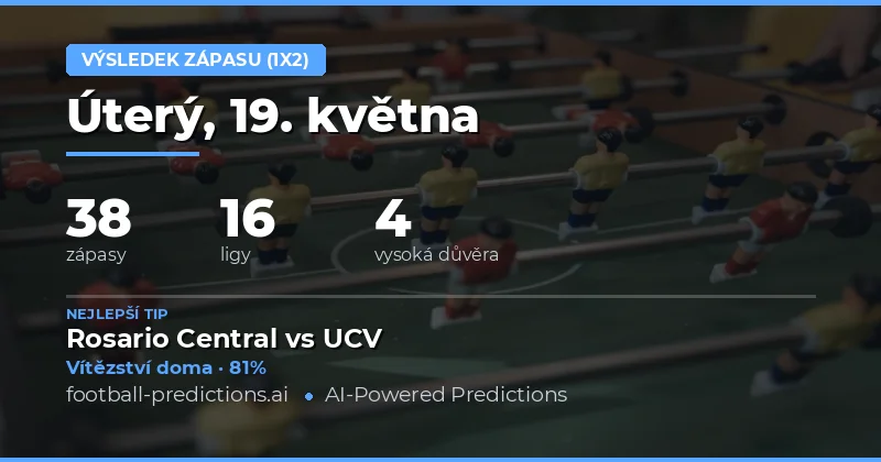 Předpovědi výsledků zápasů na 19. května 2026