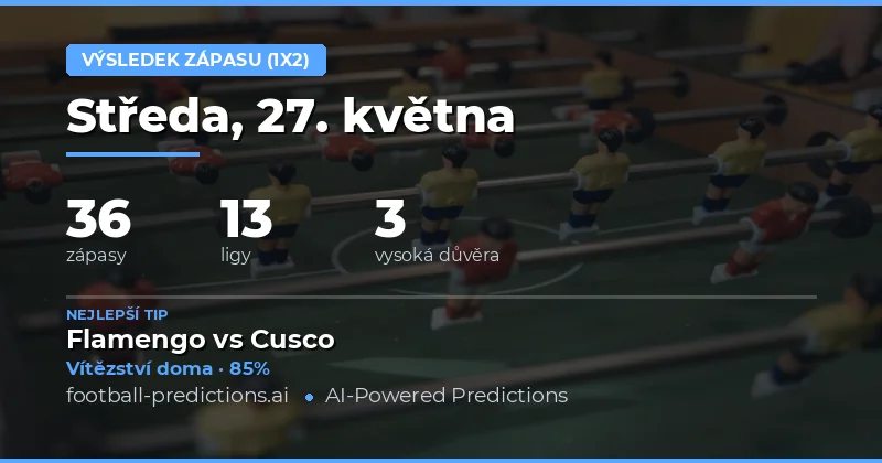 Předpověď výsledků 1X2 na 27. květen 2026