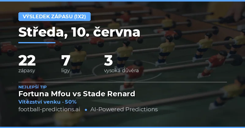 Výsledek zápasu (1X2) — Fotbalové Tipy a Predikce — Středa, 10. června, 2026