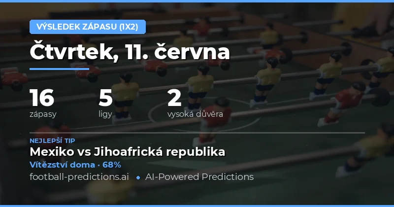 Top 1X2 tipy na 11. června 2026