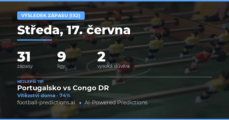 Top 1X2 tipy na 17. června 2026