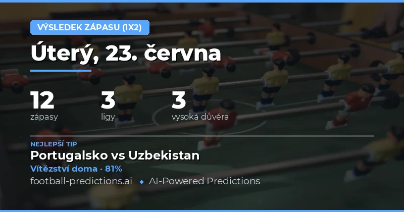 Top 1X2 tipy (23. června 2026)
