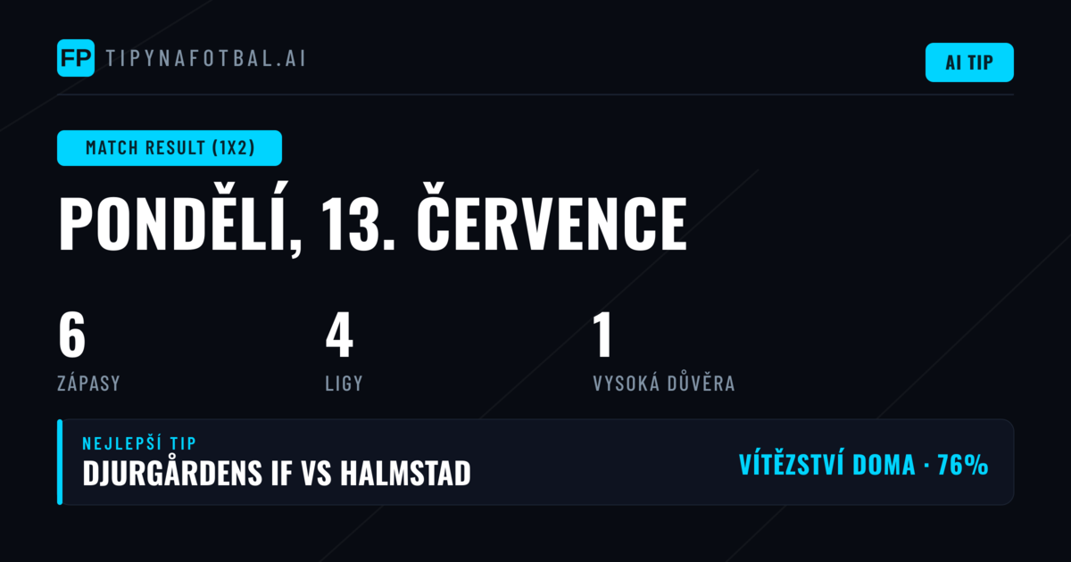 Nejlepší 1X2 tipy na 13. července 2026