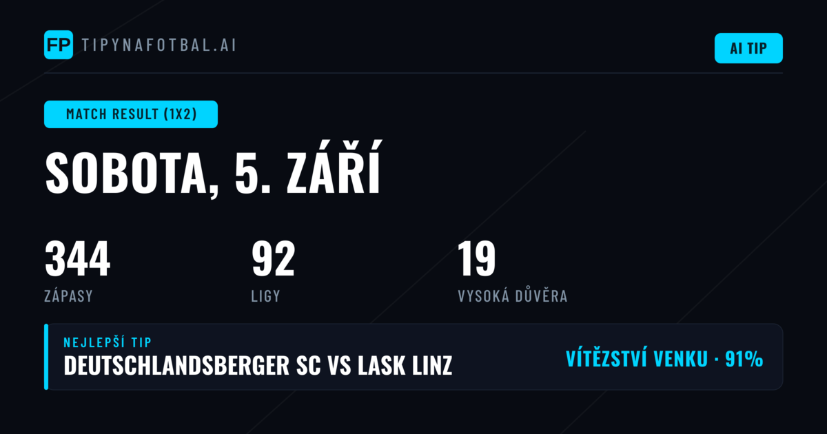 Top Match Result (1X2) Tips (5. září 2026)