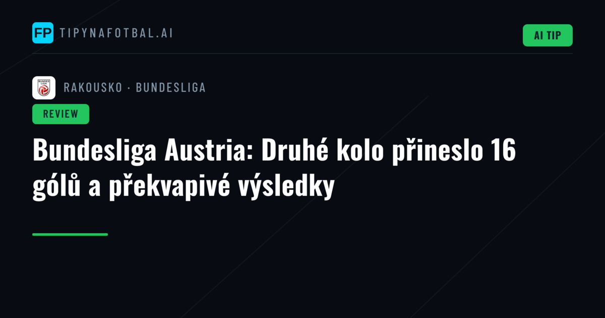Bundesliga Austria: Druhé kolo přineslo 16 gólů a překvapivé výsledky