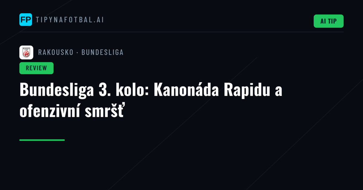 Bundesliga 3. kolo: Kanonáda Rapidu a ofenzivní smršť