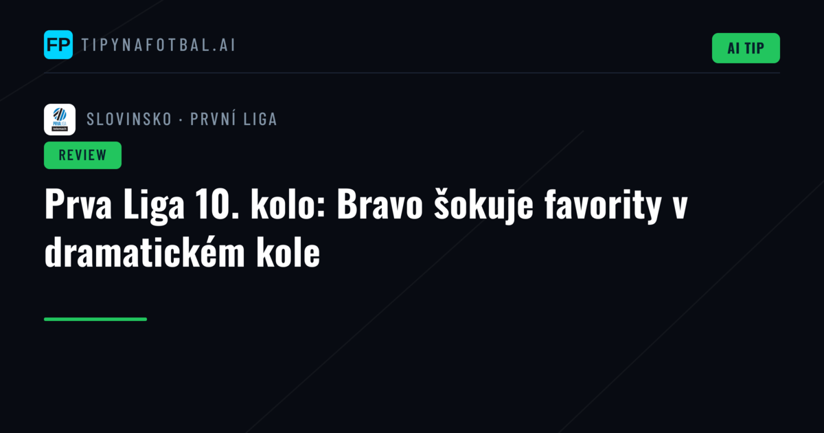Prva Liga 10. kolo: Bravo šokuje favority v dramatickém kole