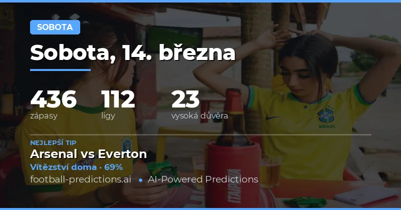 Fotbalové predikce Sobota 14 března 2026: nejlepší tipy