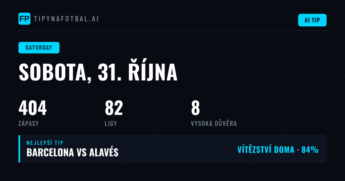 Sobotní fotbalové predikce na 31. října 2026