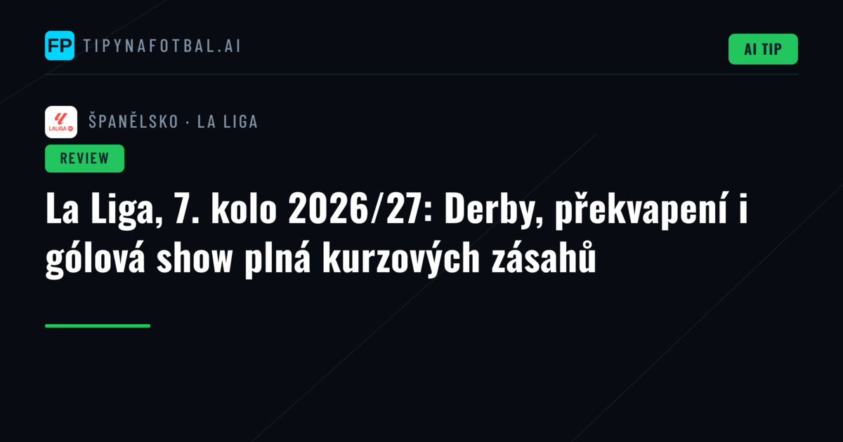 La Liga, 7. kolo 2026/27: Derby, překvapení i gólová show plná kurzových zásahů