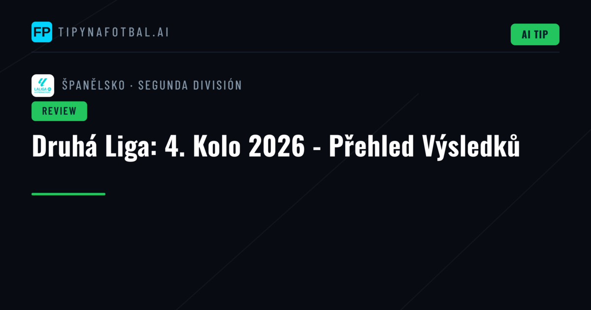 Druhá Liga: 4. Kolo 2026 - Přehled Výsledků
