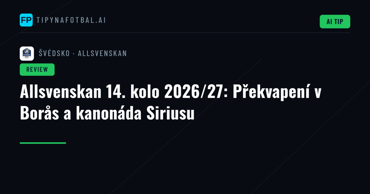 Allsvenskan 14. kolo 2026/27: Překvapení v Borås a kanonáda Siriusu