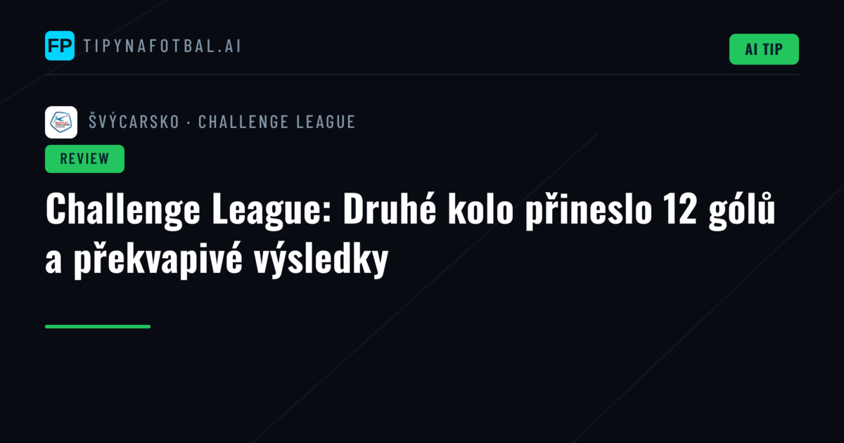 Challenge League: Druhé kolo přineslo 12 gólů a překvapivé výsledky