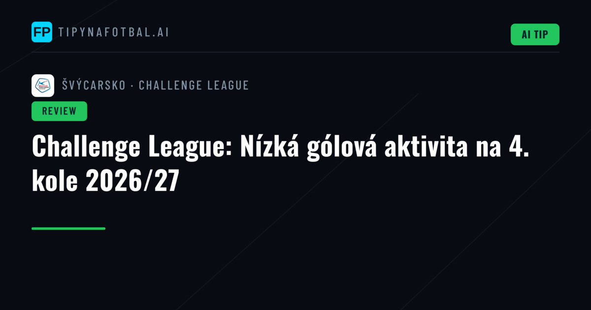 Challenge League: Nízká gólová aktivita na 4. kole 2026/27