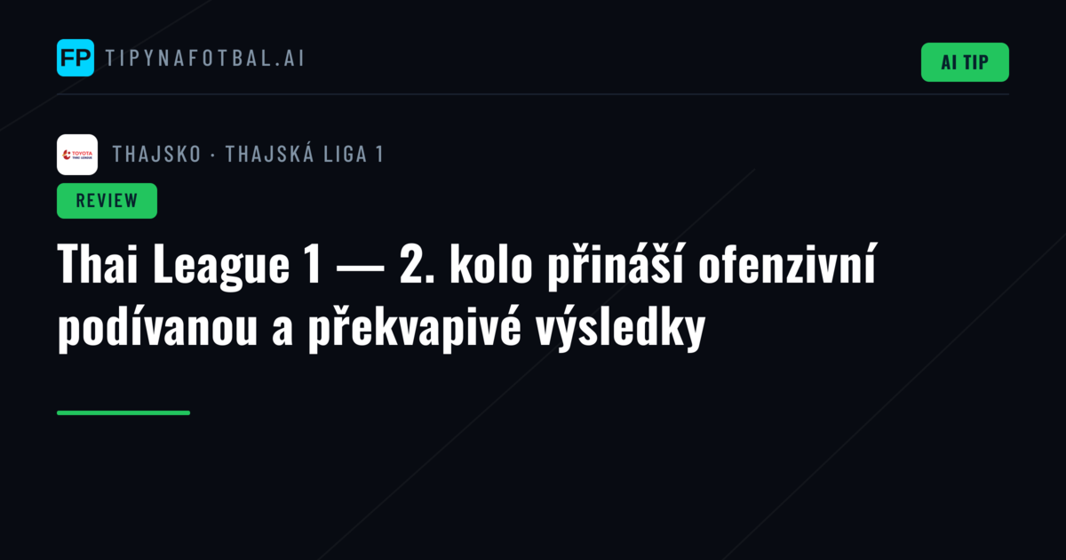 Thai League 1 — 2. kolo přináší ofenzivní podívanou a překvapivé výsledky