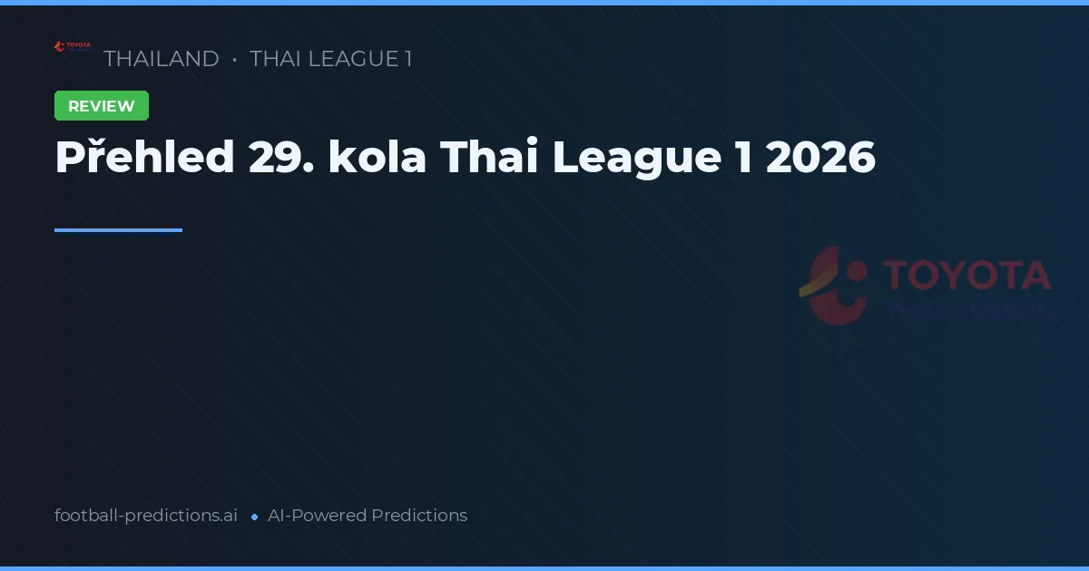 Přehled 29. kola Thai League 1 2026