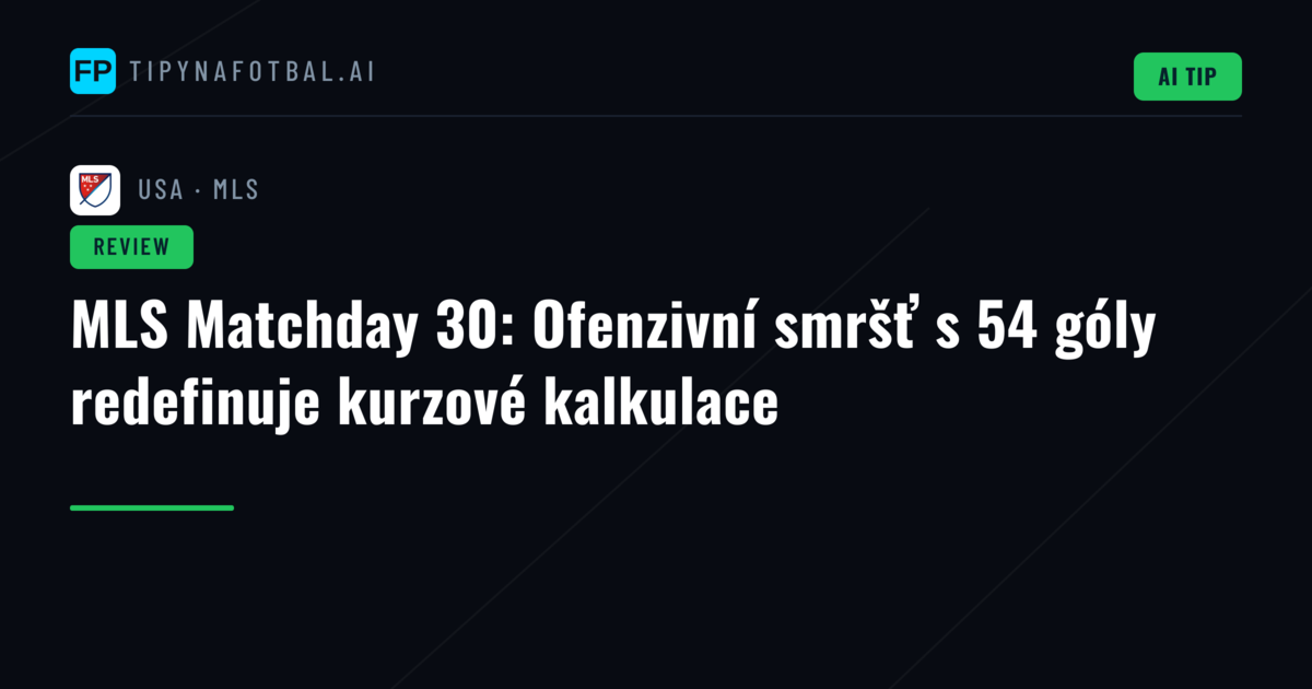 MLS Matchday 30: Ofenzivní smršť s 54 góly redefinuje kurzové kalkulace