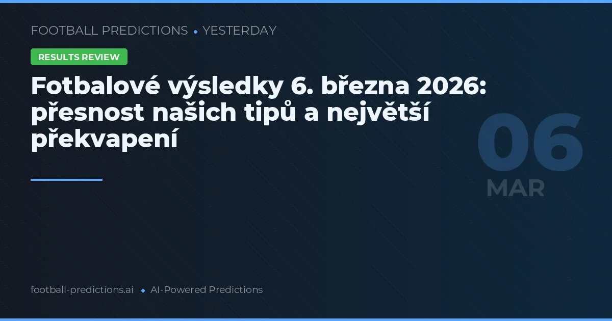 Fotbalové výsledky 6. března 2026: přesnost našich tipů a největší překvapení