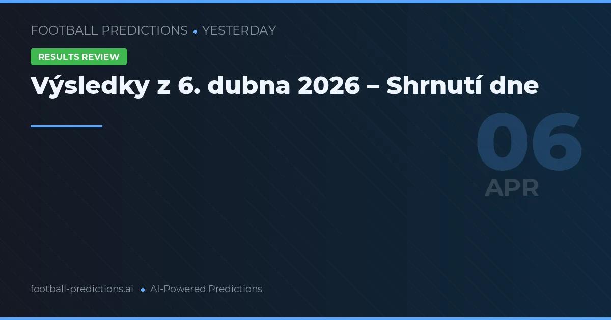 Výsledky z 6. dubna 2026 – Shrnutí dne