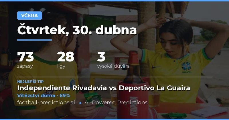 Přesnost předpovědí pro fotbalové zápasy ze dne 30. dubna 2026