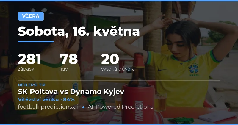 Shrnutí přesnosti fotbalových předpovědí za 16. květen 2026