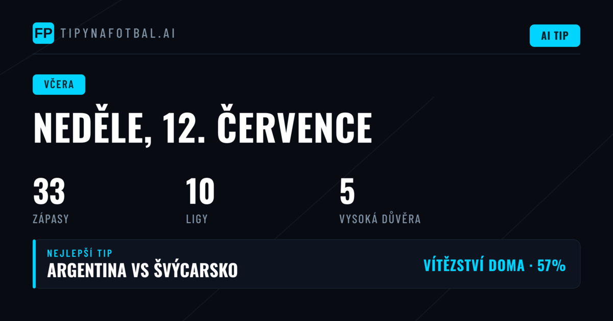 Přehled predikcí za neděli 12. července 2026
