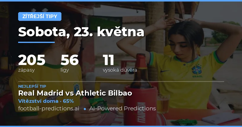 Předpověď fotbalových zápasů na 23. května 2026