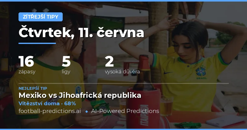 Fotbalové Tipy a Predikce — Čtvrtek, 11. června, 2026