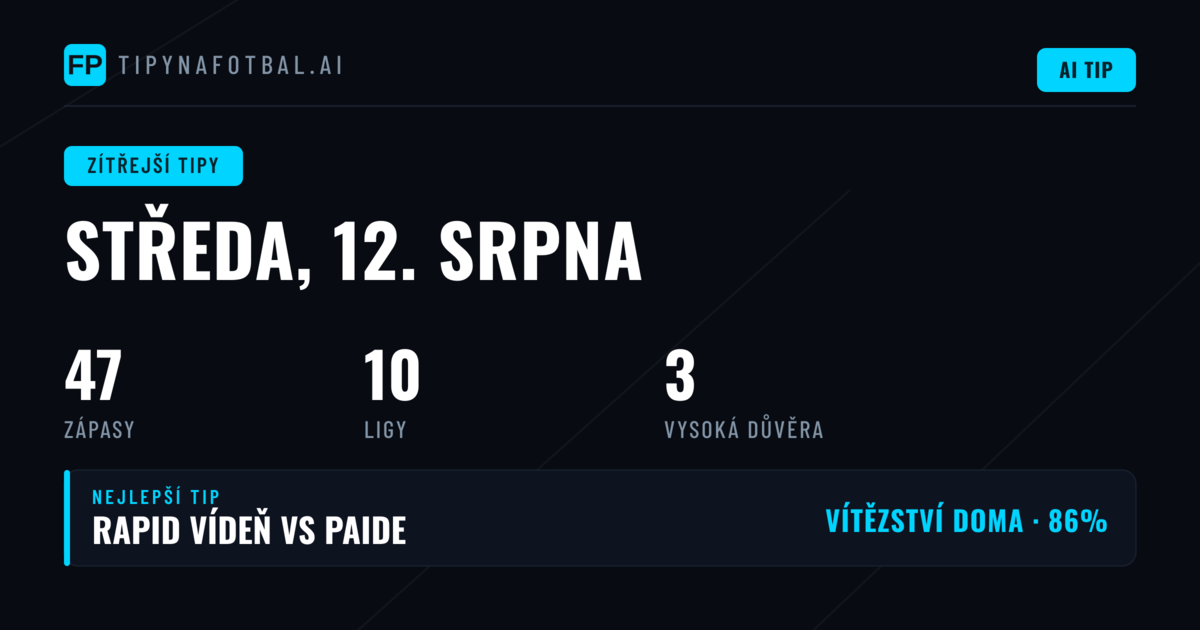 Top Tipy pro středu 12. srpna 2026