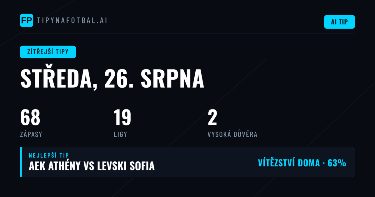 Top tipy na středu 26. srpna 2026