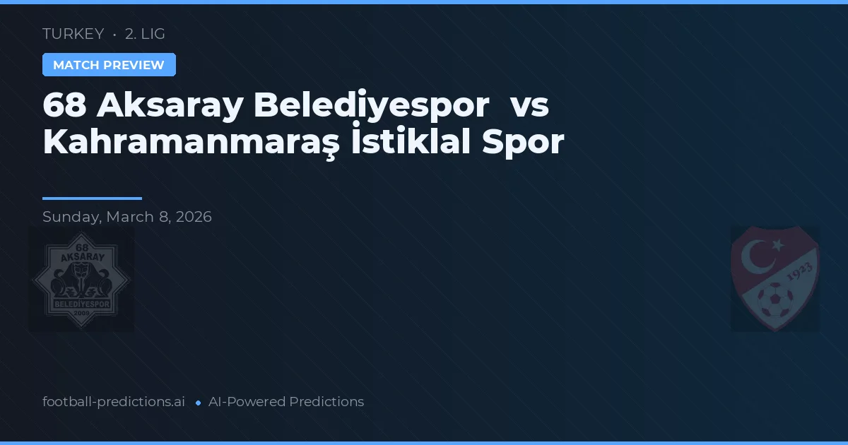 Aksaray Belediyespor vs Kahramanmaraş İstiklalspor — předpověď a náhled zápasu